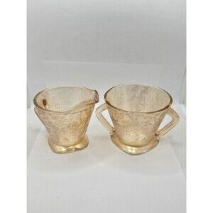 Vintage Pink Depression Glass MacBeth- Evans  Dogwood Creamer and Sugar Set